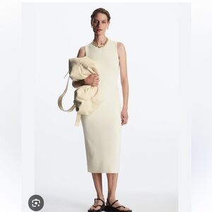 COS knitted midi dress in cream, size small